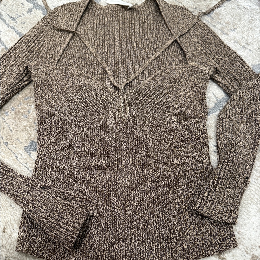 Jonathan Simkhai Brown and Gold Knit Top